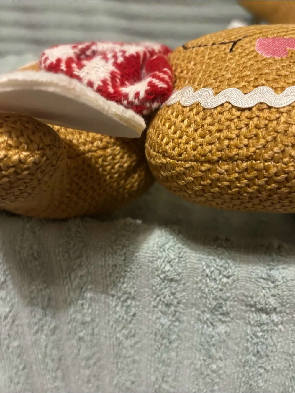 Festive Gingerbread Plush Holiday Pillow Pair - Red & Pink Accents.  NWT!